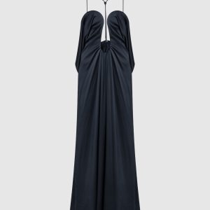 Blue maxi dress with curved necklines Victoria Beckham