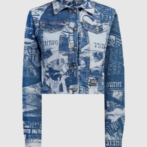 Magazine blue denim jacket with logo patch Versace Jeans Couture