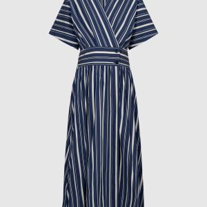 Blue striped midi dress Woolrich