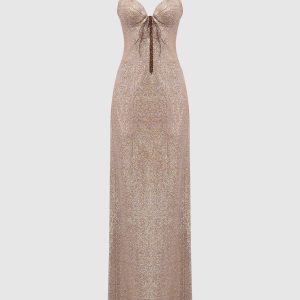 Beige bustier maxi dress with crystals Giuseppe Di Morabito Milano
