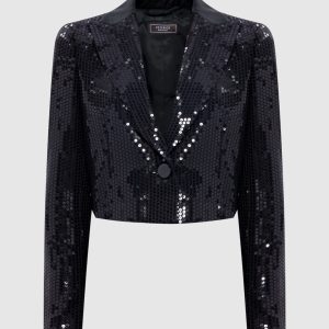 Black cropped jacket with sequins Peserico