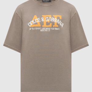 Gray t-shirt with logo print Dolce&Gabbana