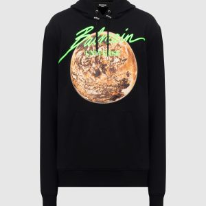 Black Universe printed hoodie Balmain