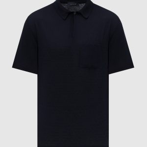 Blue polo shirt with woven pattern Sease