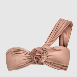 Pink swimsuit bodice with floral appliqué Magda Butrym