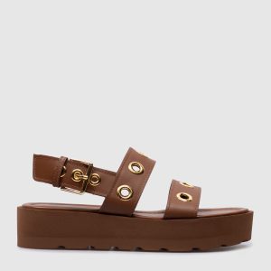 Brown leather sandals with eyelets Gianvito Rossi