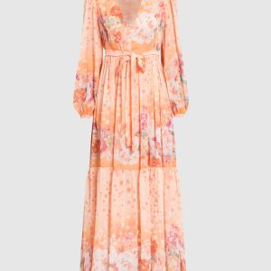 Orange floral print maxi dress Twinset