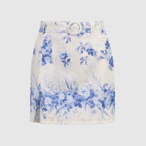 Beige skirt with linen in a floral print Twinset