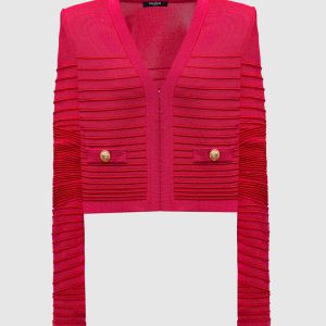 Pink patterned cardigan Balmain