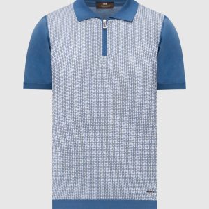 Blue polo shirt with patterned silk Enrico Mandelli