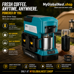 Cordless Coffee Maker for Makita 18V Battery, Portable Drip Coffee Maker with Electric Coffee Grinder for RV Camping Travel Car