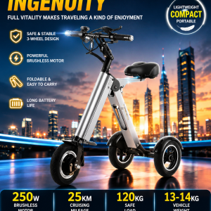 Light Portable Folding Electric Scooter Brushless Motor 3 Wheel Tricycle Aluminum Alloy Lithium Battery