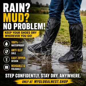 Waterproof Shoe Covers Reusable & Foldable Rain Boot Shoe Cover with Zipper 42cm Tall Shoes Cover Rainy Non-Slip Shoe Shoe Cover