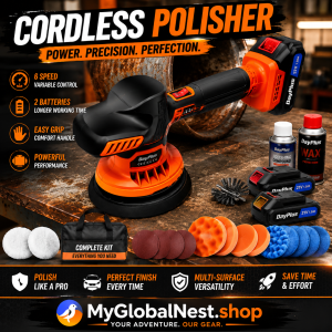 Cordless Polisher & Sander Kit – 6-Speed Variable Polishing Machine, 2×Batteries, 18PCS Accessories for Car Detailing, Waxing,