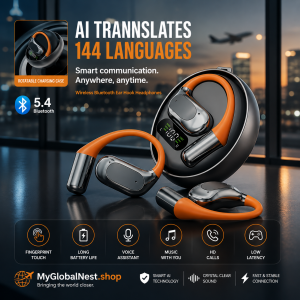 AI Translator Clip-on Headphones 144 Languages Real Time Two-Way Translation Earphones Stereo Sound Wireless Bluetooth Headsets