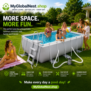 20' x 11' x 47 Rectangular Frame Pool Set with Sand Filter Pump and Removable Ladder Large Swimming Pool for Backyard Gray