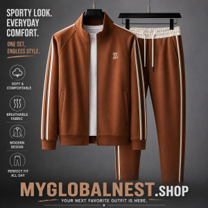 New Men's Autumn Stand-Collar Casual Sports Suit - Trendy Fashion Activewear with Long-Sleeve Top and Straight-Leg Pants
