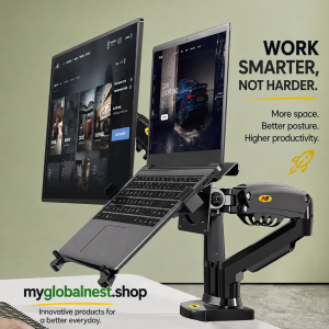 Desktop NB F160 + FP-2 Gas Spring Dual Arm for 17"-27" Monitor Holder + 10"-17" Laptop Support Air Press Mount Stand Load 2-9kg