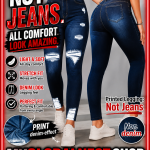 【Non-Denim】Women's Faux Denim Print Leggings, Sports Casual Skinny Pants, Thin Soft Skin-Friendly Yoga Pants, All-Season Long Pa