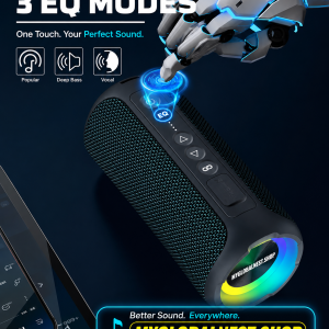 Ortizan X8 Pro Bluetooth Speaker Portable with 40W Stereo Sound,Rich Bass,IPX7 Waterproof, 30H Playtime, Mixed Color Lights,3 EQ