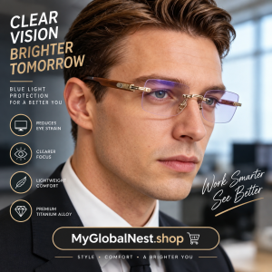 Luxury Rimless Blue Light Blocking Glasses Men Women Titanium Alloy Frame Lightweight Comfortable Anti Eye Strain Computer Eyegl