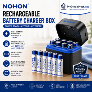 NOHON Rechargeable Lithium Battery AA 3600mWh/AAA 1300mWh Original Batteries High Capacity 1.5V Battery for Mouse Remote Control