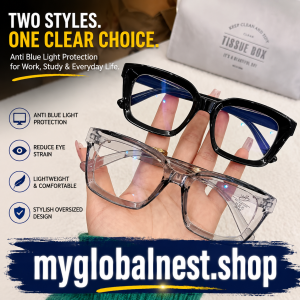 Women Anti Blue Light Glasses Oversized Frame Vintage Glasses Computer Eyewear Full Frame Transparent Eye Protection Eyepiece